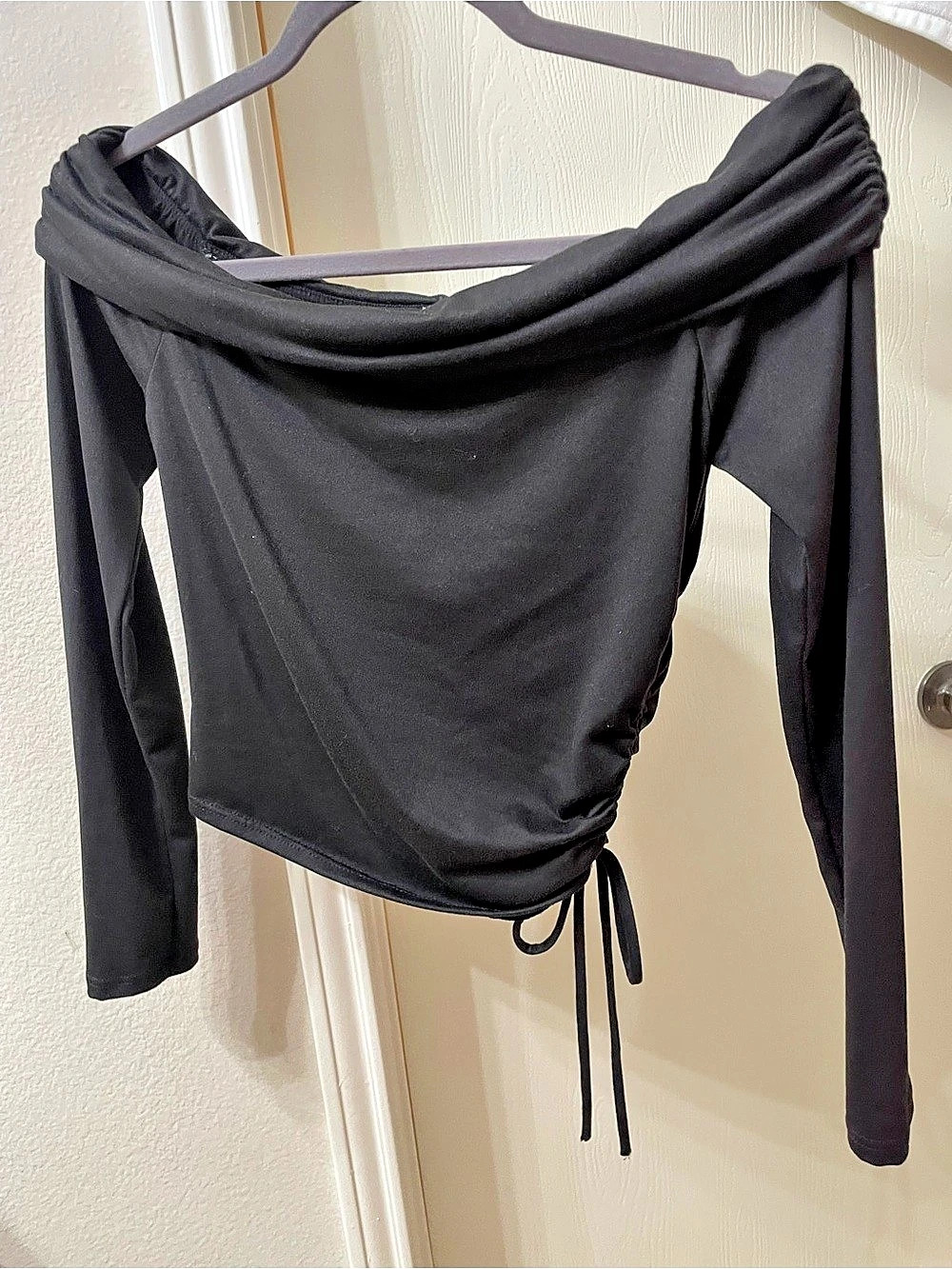 Chocolate Black Ruched Long Sleeve Top Like New